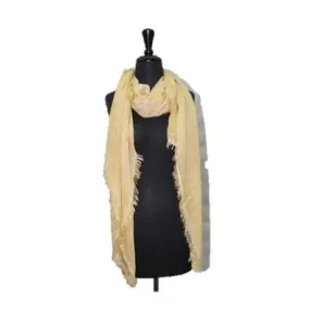 Lurex Frayed Edge Scarf - Yellow