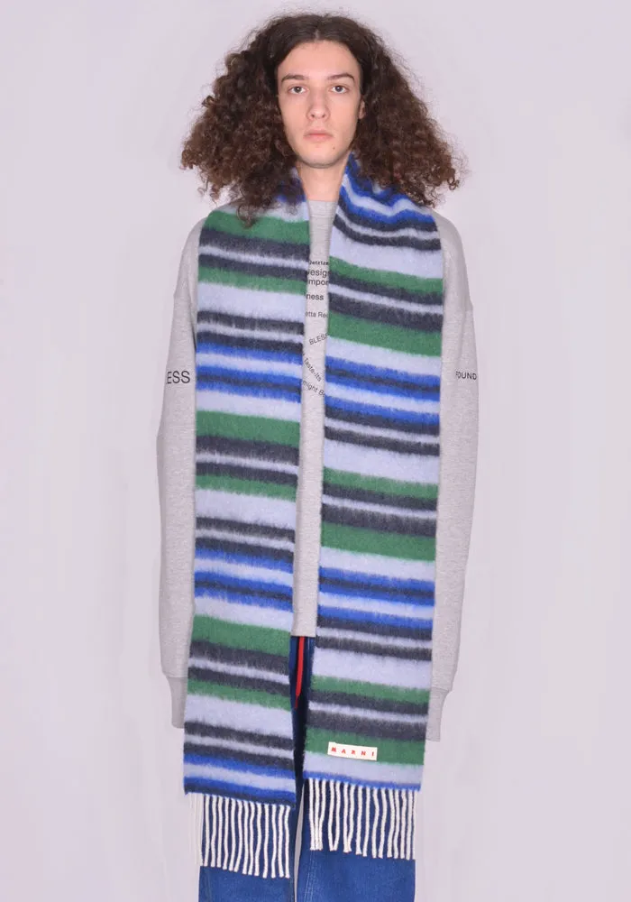 MARNI SCZC0043QX STRIPED BRUSHED WOOL SCARF ARTIC