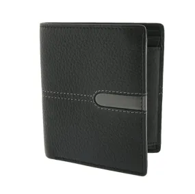 Men's Pebble Grain Leather Bifold Wallet with RFID Blocking and Coin Purse