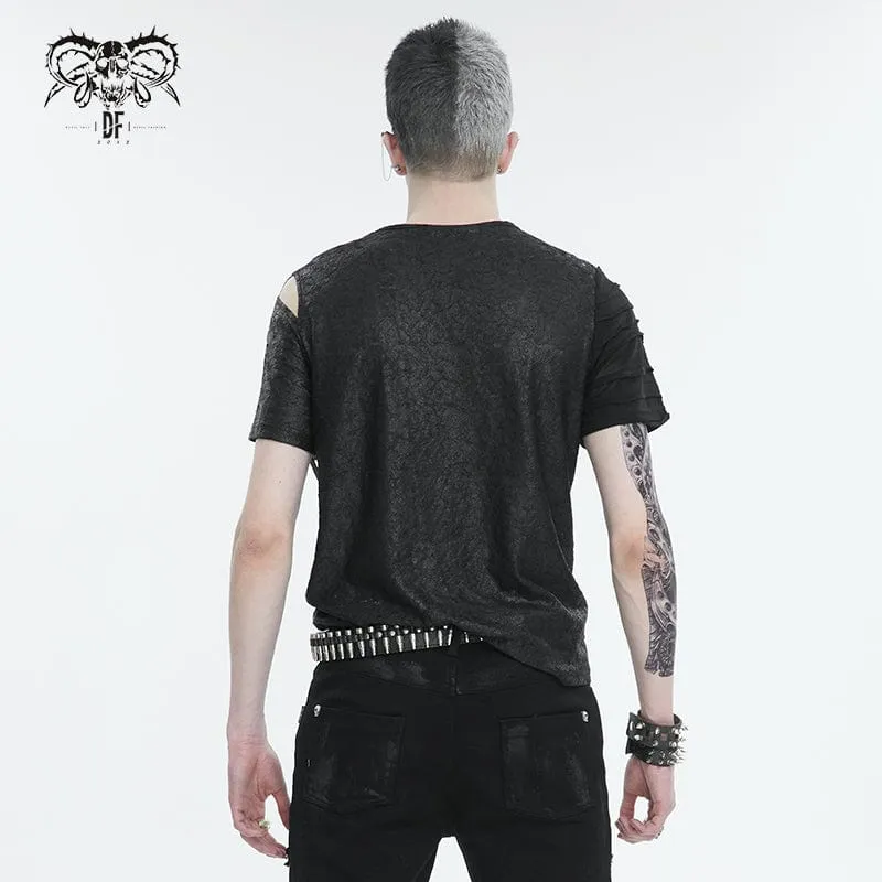 Men's Punk Cutout Zipper Strap T-shirt