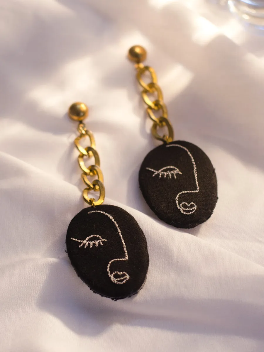 Minimal Abstract Earrings (Black)