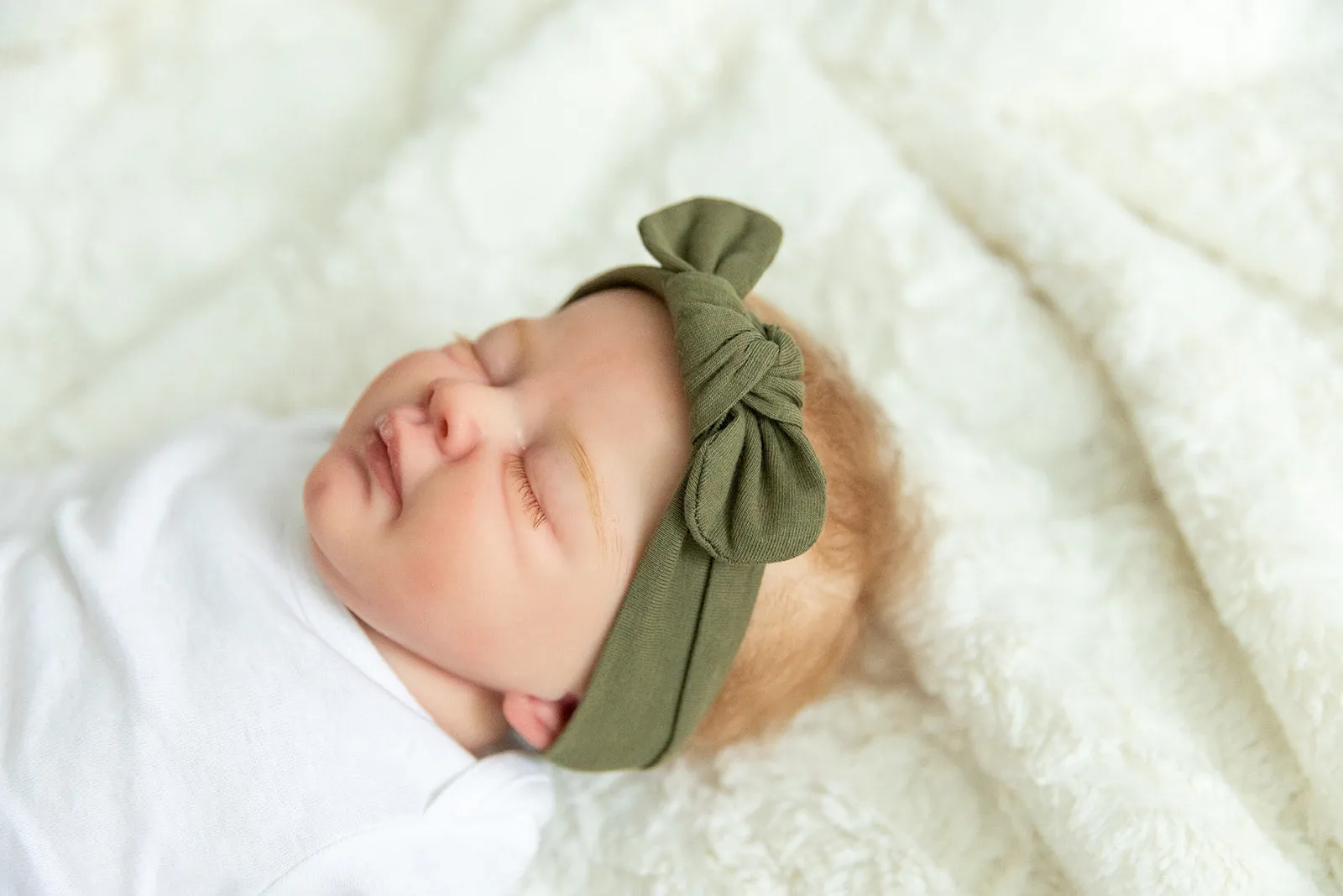 Olive Green Knotted Bow Baby Headband