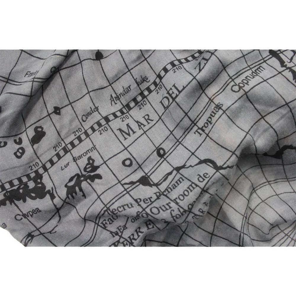 Paisley Map Infinity Scarf - Grey