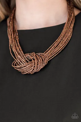 Paparazzi Accessories  - Knotted Knockout #N373 Box 4 - Copper Necklace