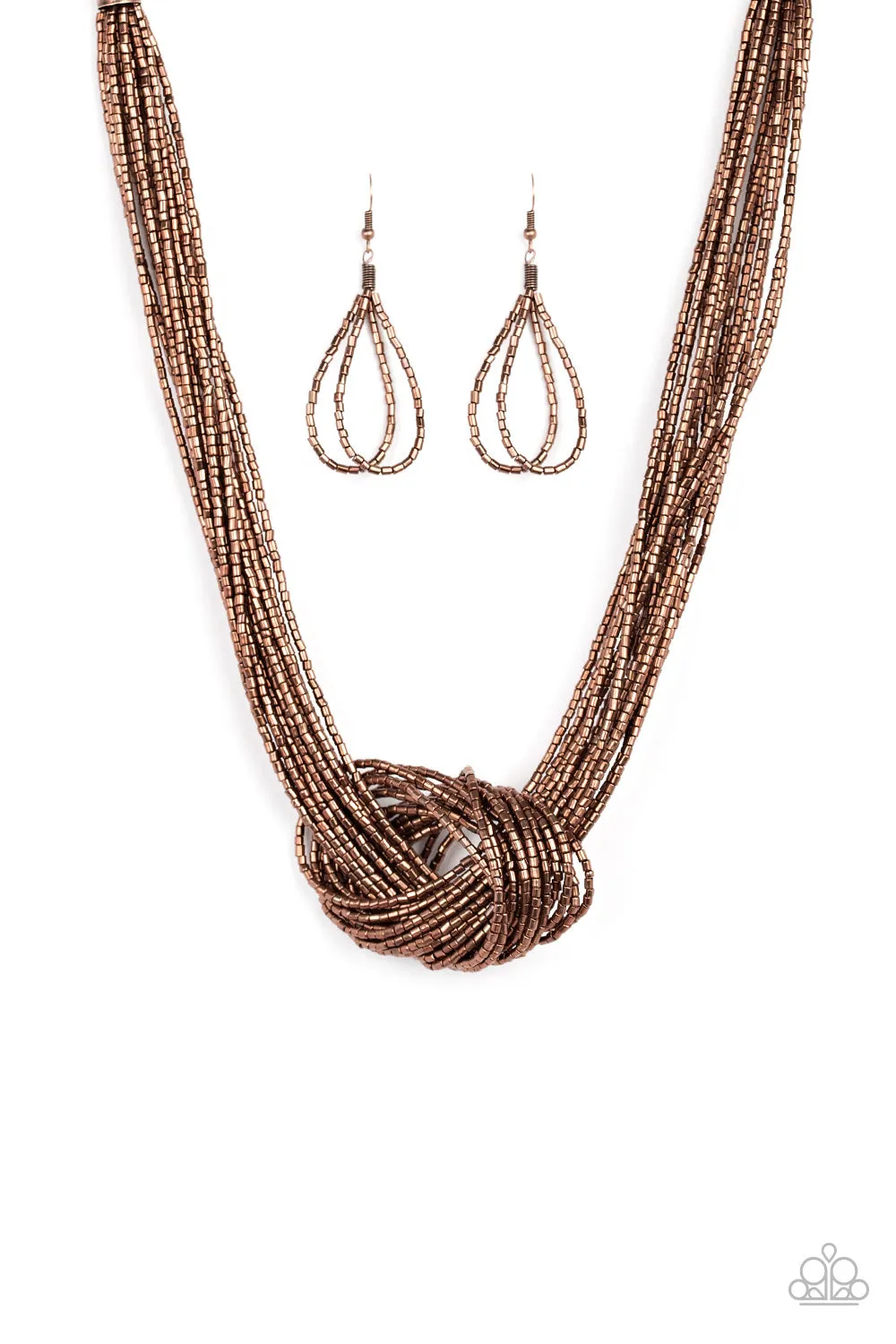 Paparazzi Accessories  - Knotted Knockout #N373 Box 4 - Copper Necklace