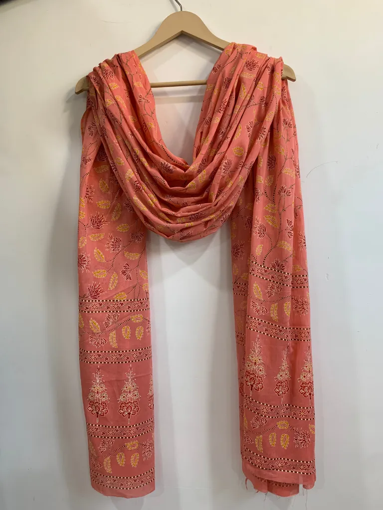 Peach Blossom Cotton Dupatta