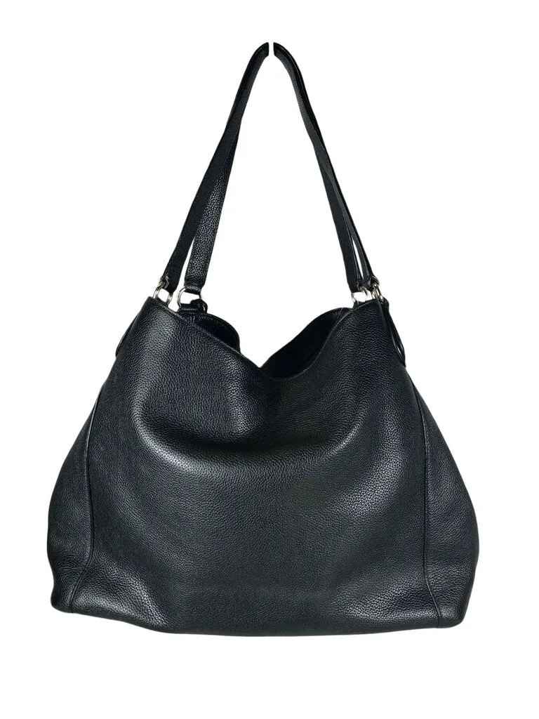 Pebble leather triple entry handbag