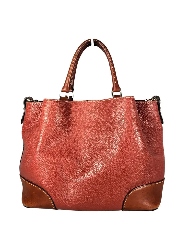 Pebble leather triple entry handbag