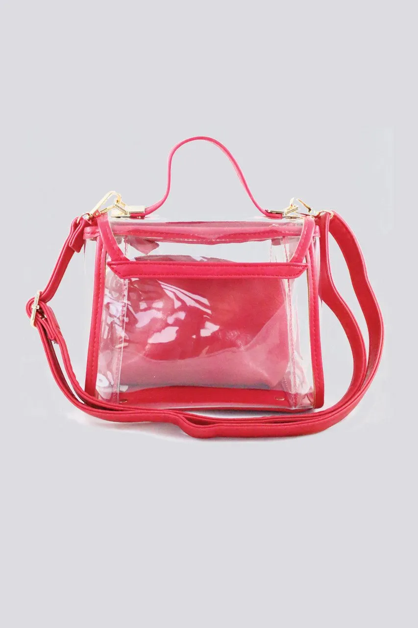 Red Trim Transparent Handbag