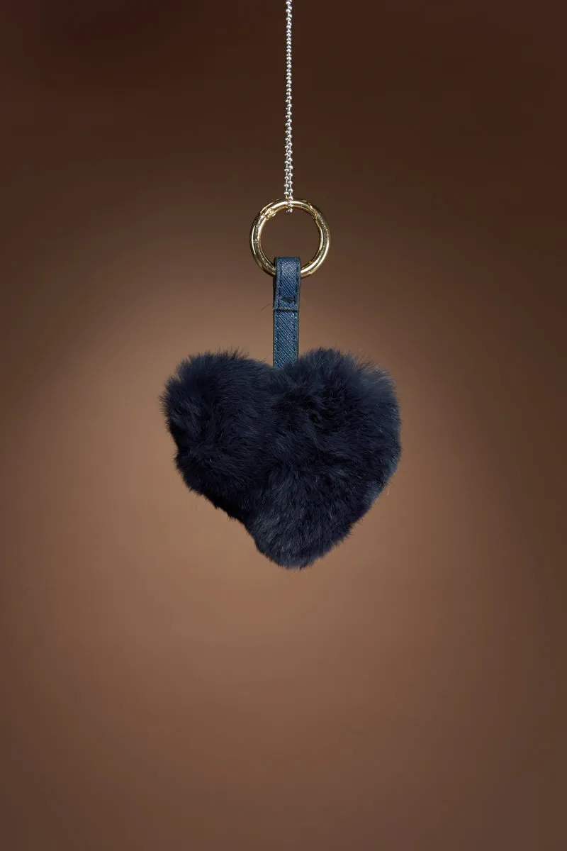 Rex Rabbit Heart Fur Keychain