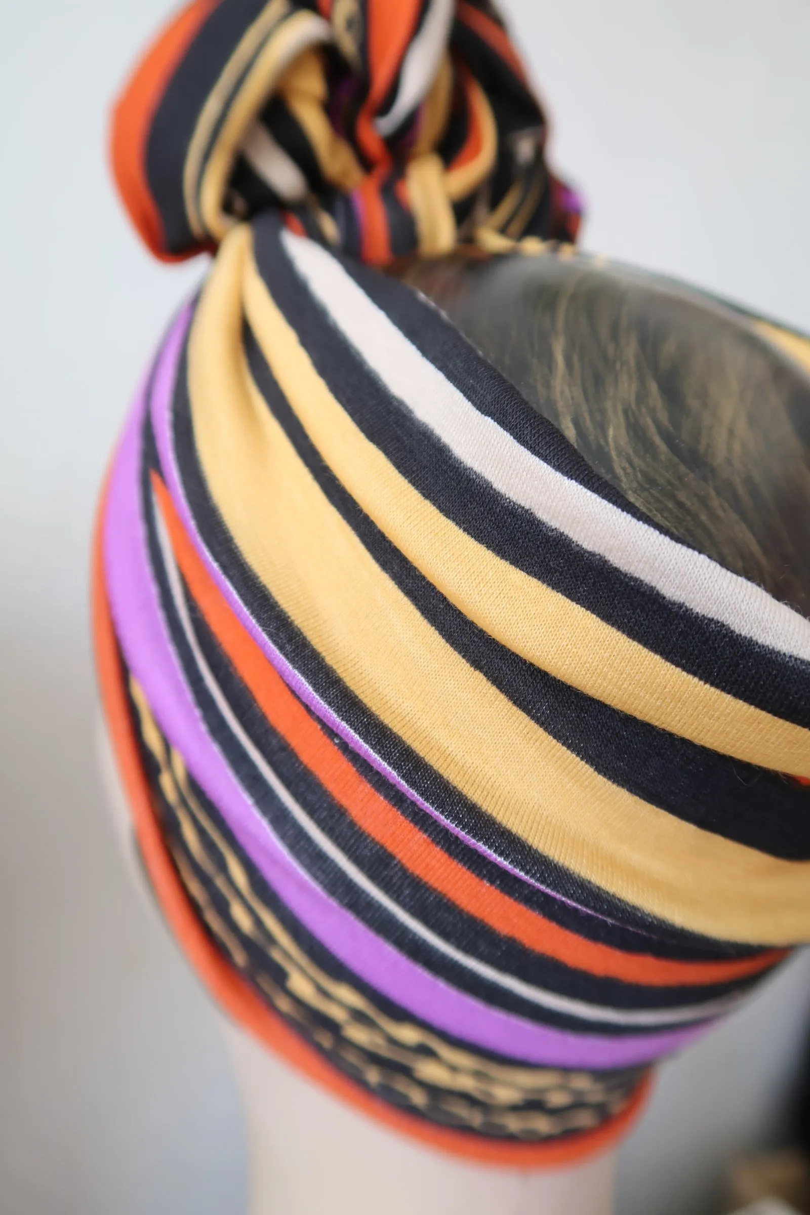 SLOUCHY KNOT Vintage Style Pre-tied Headband in Bright Stripes