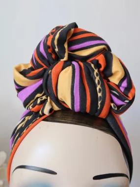 SLOUCHY KNOT Vintage Style Pre-tied Headband in Bright Stripes