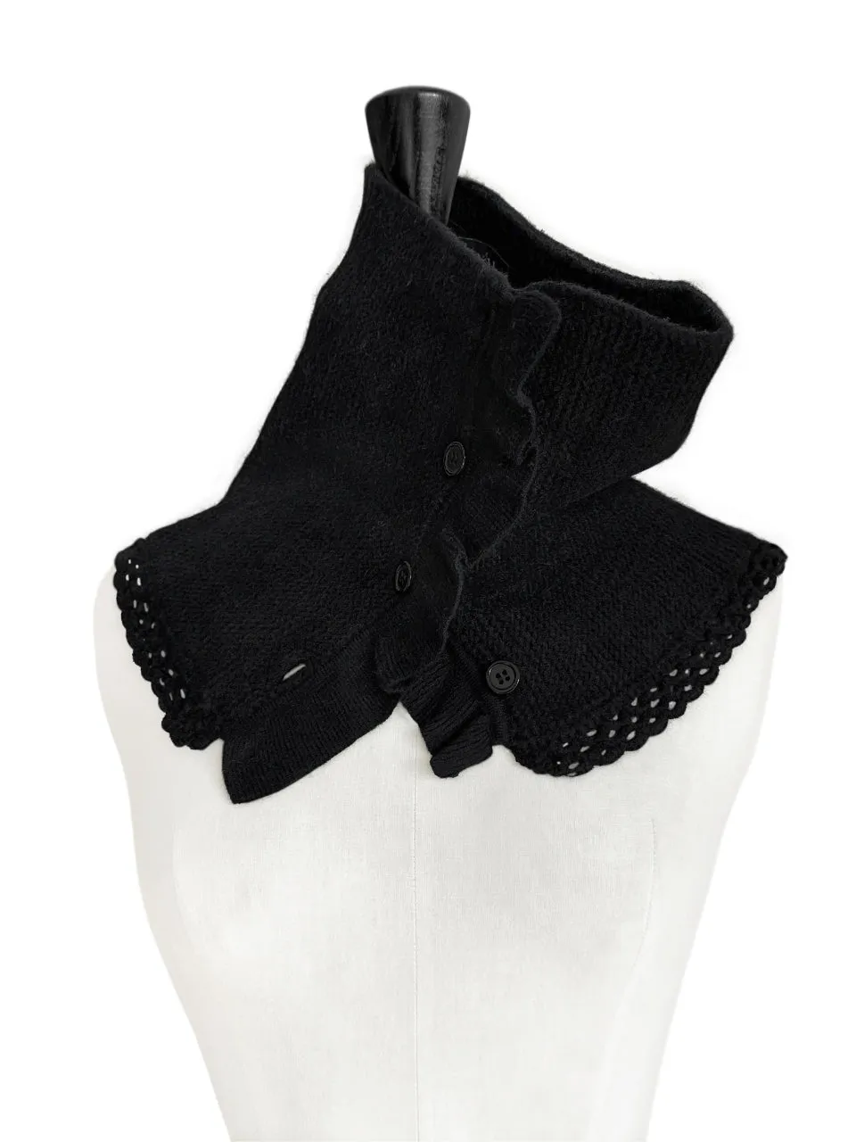 SPECIAL! Black Crochet-Trimmed Ruffle A-lined Neck Warmer