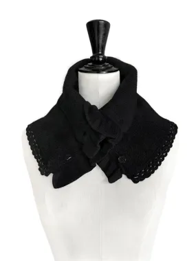 SPECIAL! Black Crochet-Trimmed Ruffle A-lined Neck Warmer