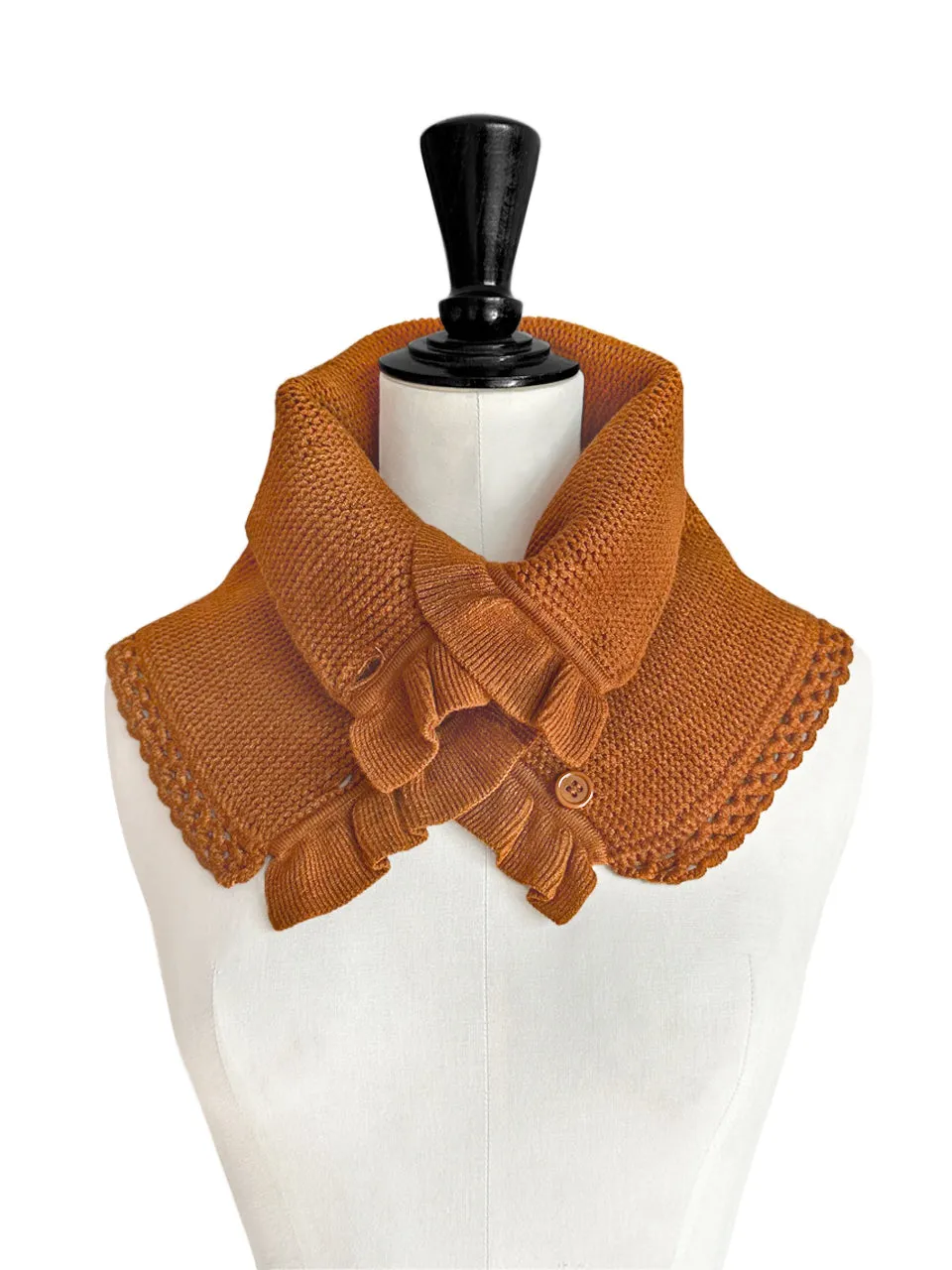 SPECIAL! Caramel Crochet-Trimmed Ruffle A-lined Neck Warmer