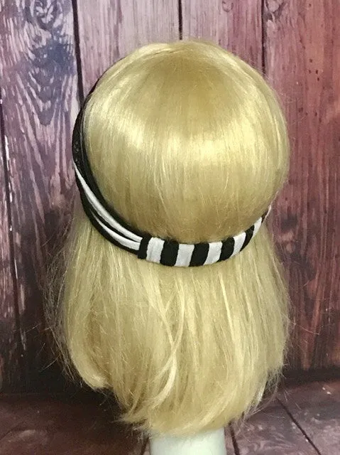 Striped Black White Knit Headband