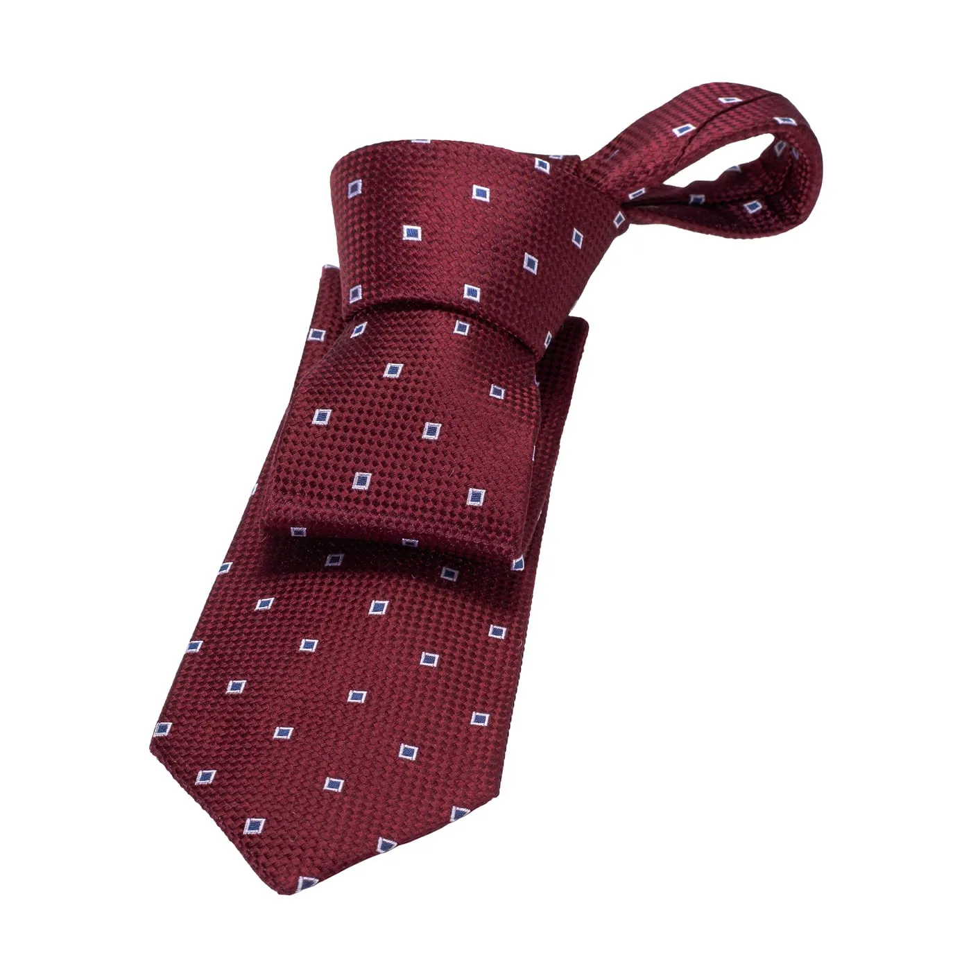 Stuyvesant Foulard Silk Tie, Burgundy / Grey / Silver