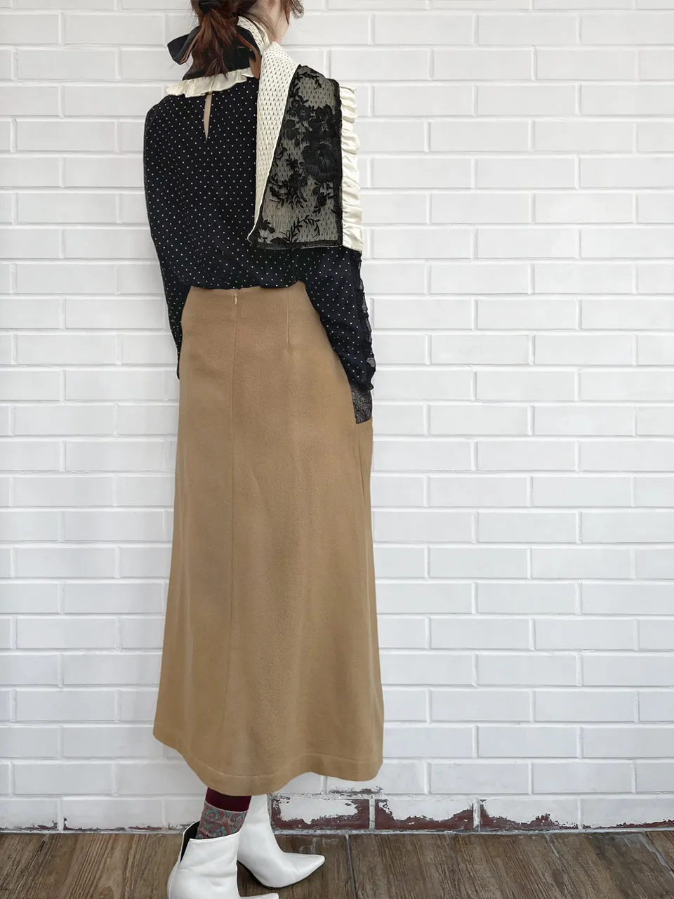 Surprise Sale! Camel Pocket Detail A-line Woollen Maxi Skirt