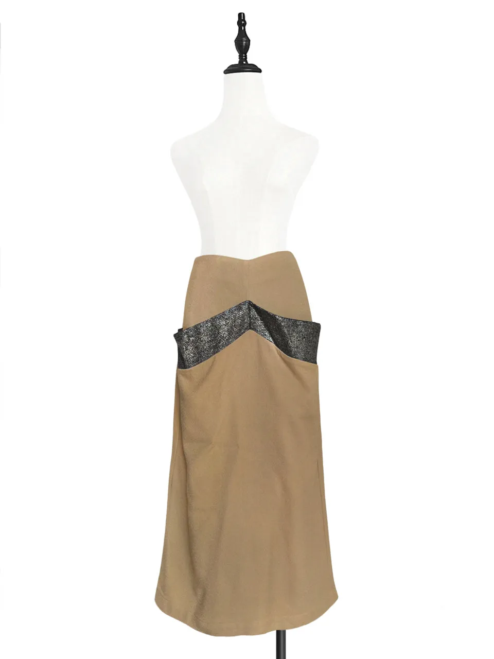 Surprise Sale! Camel Pocket Detail A-line Woollen Maxi Skirt