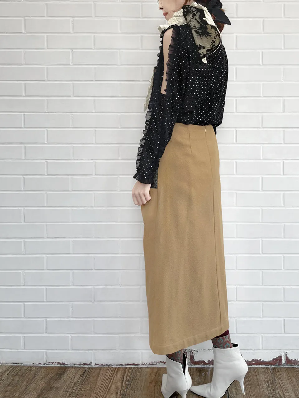 Surprise Sale! Camel Pocket Detail A-line Woollen Maxi Skirt