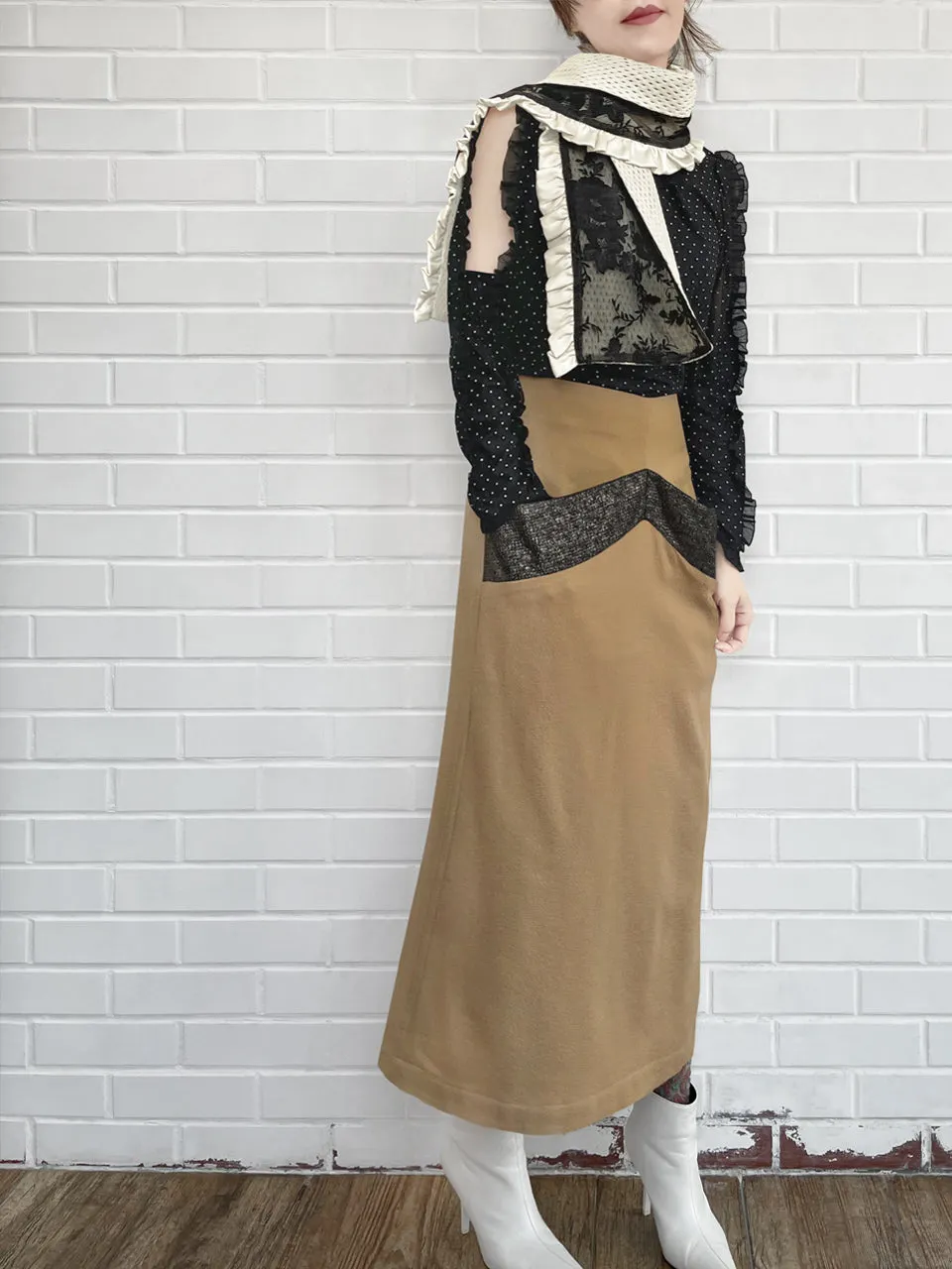 Surprise Sale! Camel Pocket Detail A-line Woollen Maxi Skirt