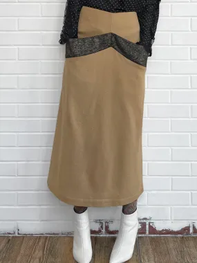 Surprise Sale! Camel Pocket Detail A-line Woollen Maxi Skirt