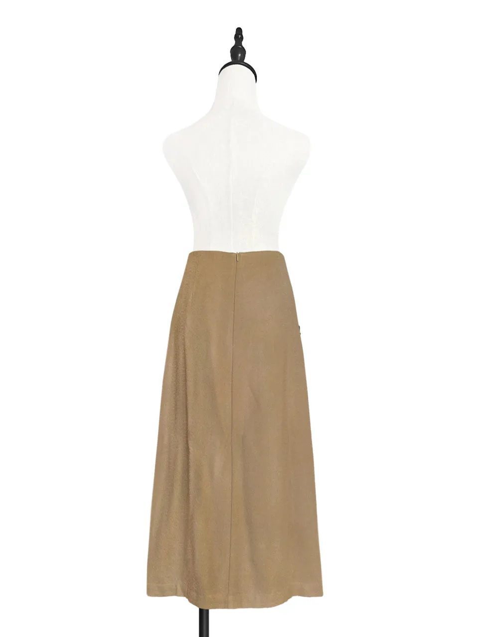 Surprise Sale! Camel Pocket Detail A-line Woollen Maxi Skirt