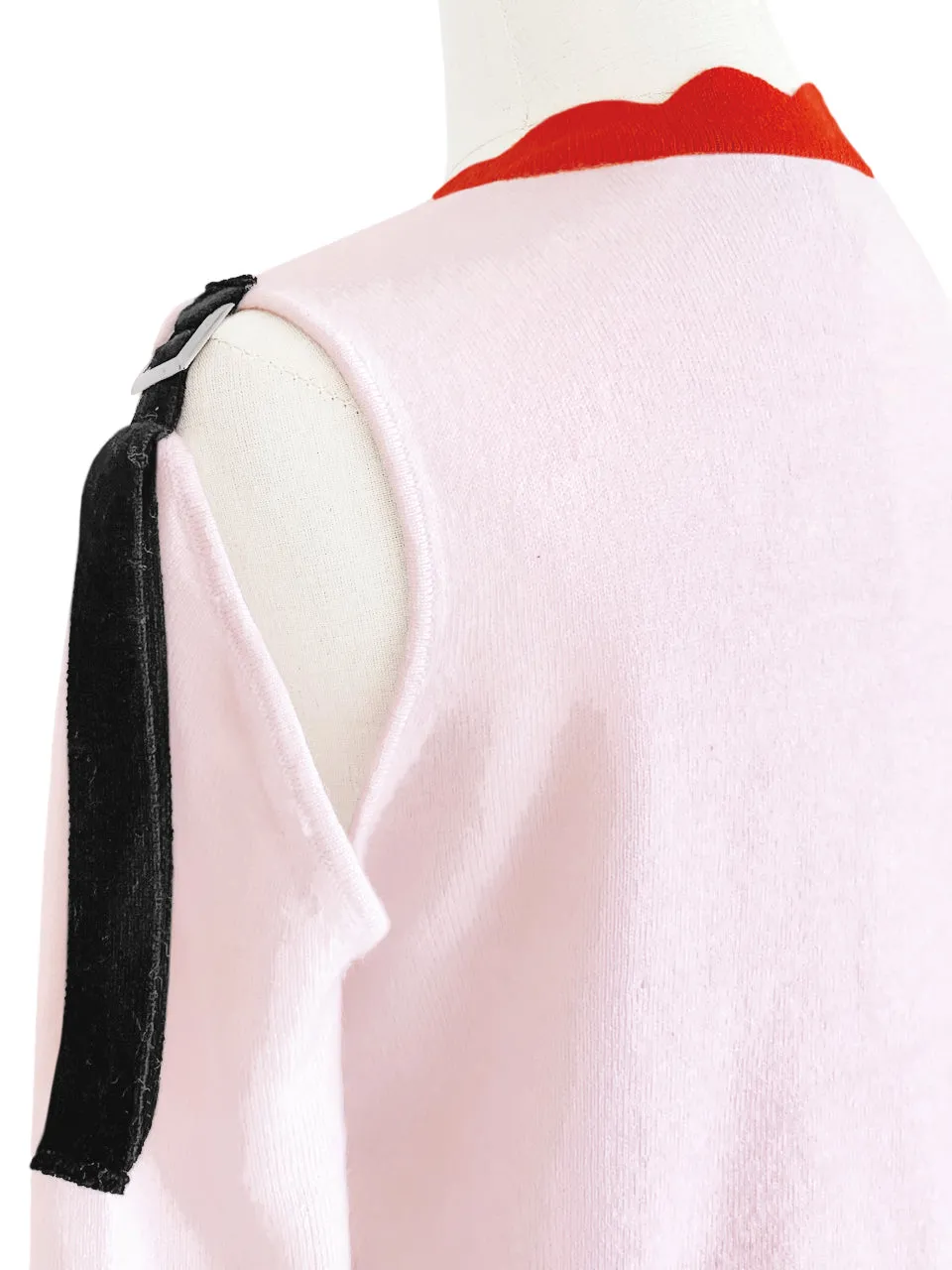 Surprise Sale! Pinky Colourblock Scallop Collar Cold-Shoulder Cashmere Blend Sweater