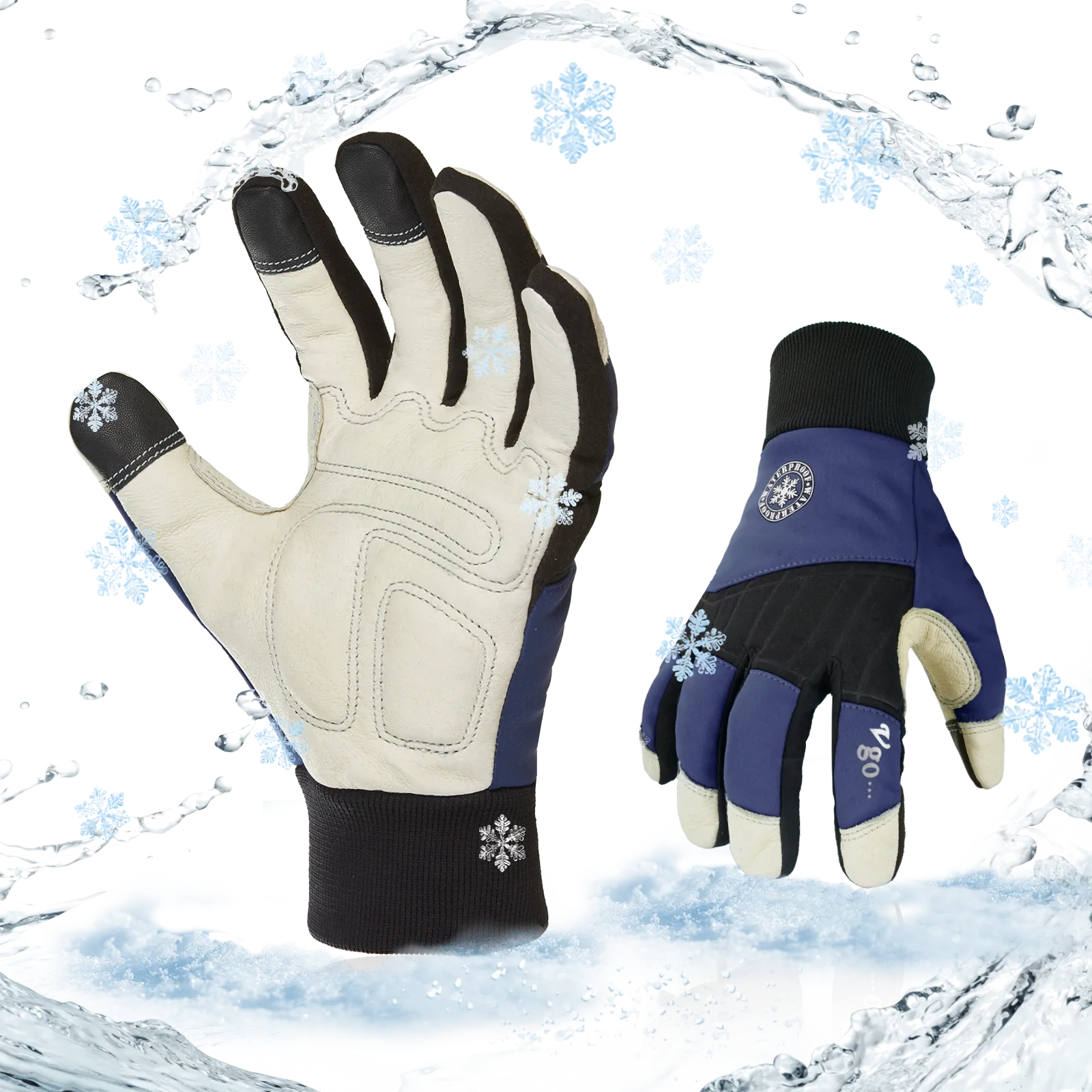 VGO 32℉ or above 3M Thinsulate C40 Lined Winter Synthetic Leather Waterproof Work Gloves (3 Colors, SL1015FW)