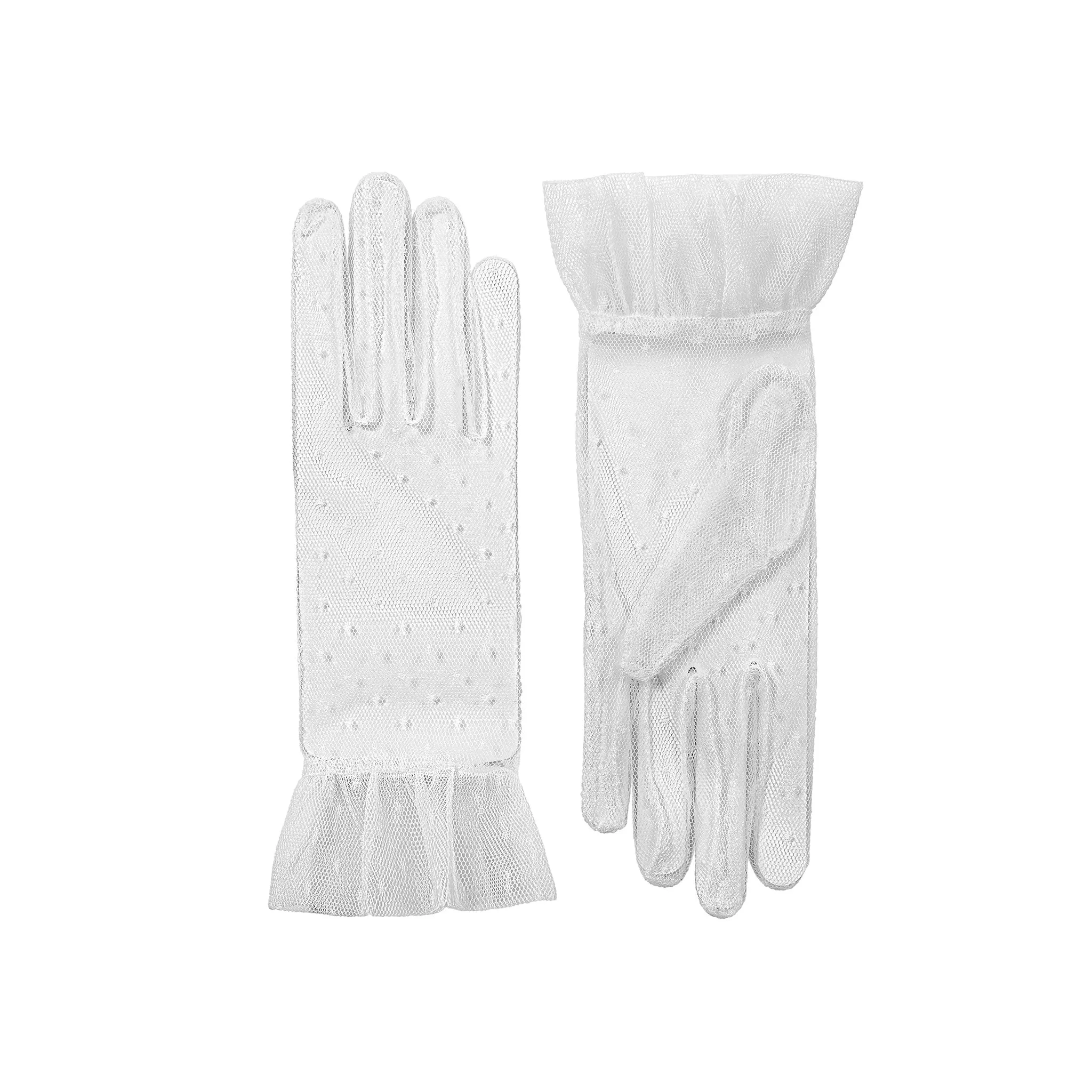 Women’s Tulle Gloves with Frilled Cuff