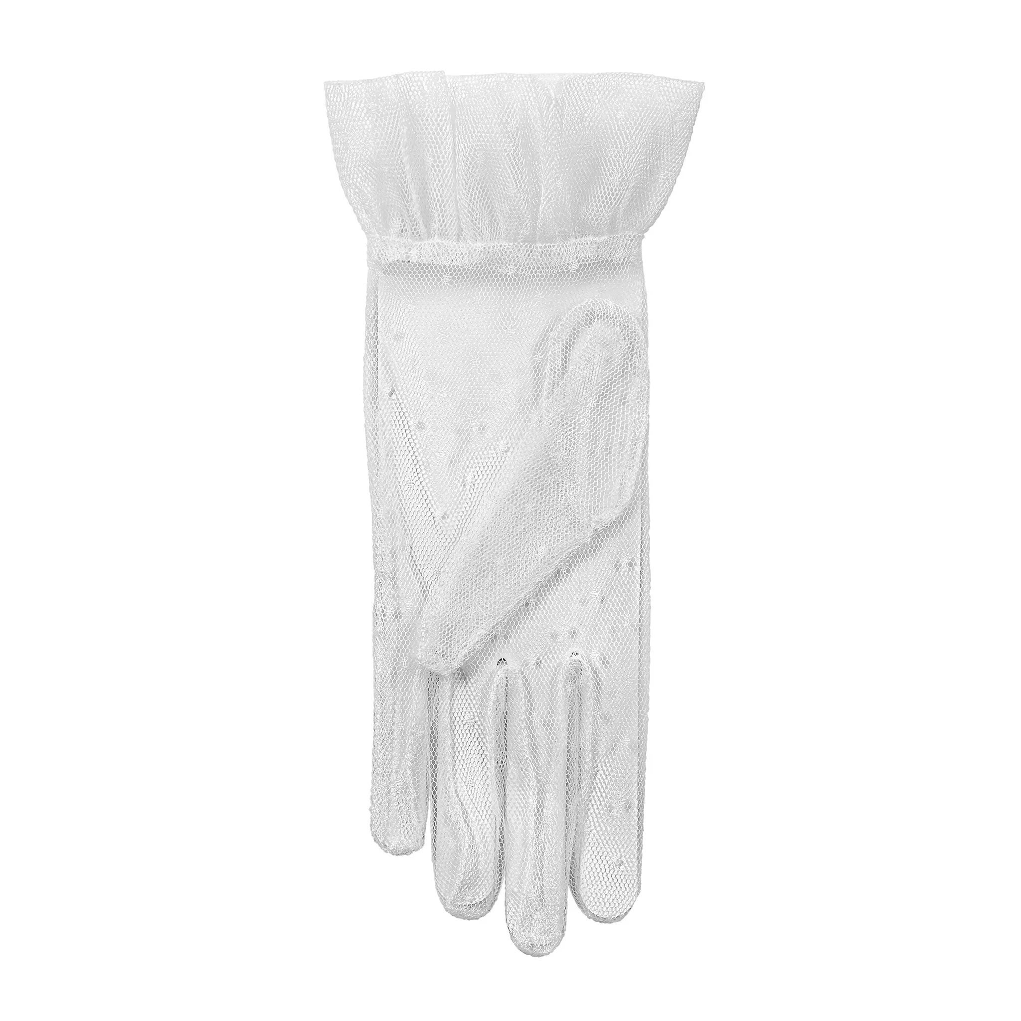 Women’s Tulle Gloves with Frilled Cuff