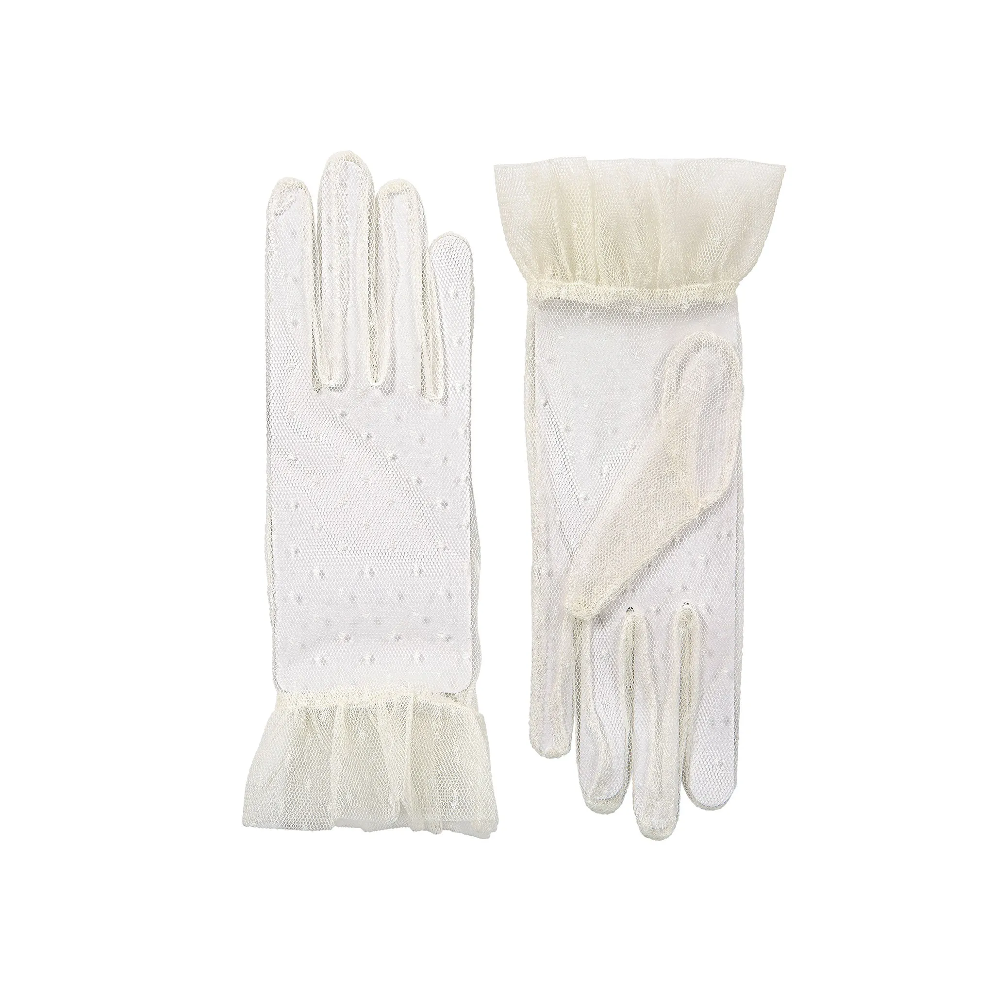 Women’s Tulle Gloves with Frilled Cuff